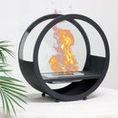 14"*14”H Black Round Freestanding Tabletop Fireplace by JHY DESIGN
