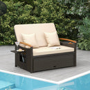 Outdoor Wicker Daybed with Folding Panels and Storage Ottoman by LJGDeals
