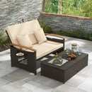 Outdoor Wicker Daybed with Folding Panels and Storage Ottoman by LJGDeals