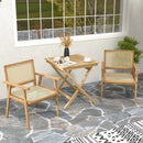 Indonesia Teak Wood Chair with Natural Rattan Seat and Curved Backrest for Backyard Porch Balcony by LJGDeals