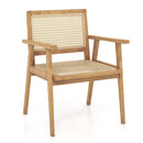 Indonesia Teak Wood Chair with Natural Rattan Seat and Curved Backrest for Backyard Porch Balcony by LJGDeals