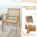 Indonesia Teak Wood Chair with Natural Rattan Seat and Curved Backrest for Backyard Porch Balcony by LJGDeals