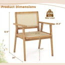 Indonesia Teak Wood Chair with Natural Rattan Seat and Curved Backrest for Backyard Porch Balcony by LJGDeals