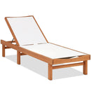 Outdoor Wood Chaise Lounge Chair with 5-Postion Adjustable Back by LJGDeals
