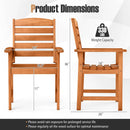 Outdoor Wooden Dining Chairs with Inclined Backrests and Slatted Seats by LJGDeals