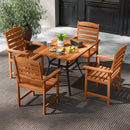 Outdoor Wooden Dining Chairs with Inclined Backrests and Slatted Seats by LJGDeals