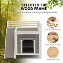 Outdoor Wooden Feral Cat House with Balcony and Slide-Gray by LJGDeals