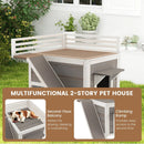 Outdoor Wooden Feral Cat House with Balcony and Slide-Gray by LJGDeals