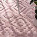 Indoor Outdoor Rug Livorno Trellis High-Low Pattern In Pink
