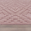 Indoor Outdoor Rug Livorno Trellis High-Low Pattern In Pink