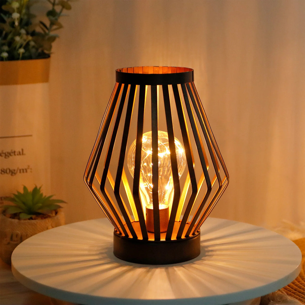 8.7”H Tall Battery powered table lamp(Diamond), photo 3 of 8