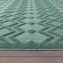 Indoor Outdoor Rug Livorno Geometric Trellis Pattern In Turquoise