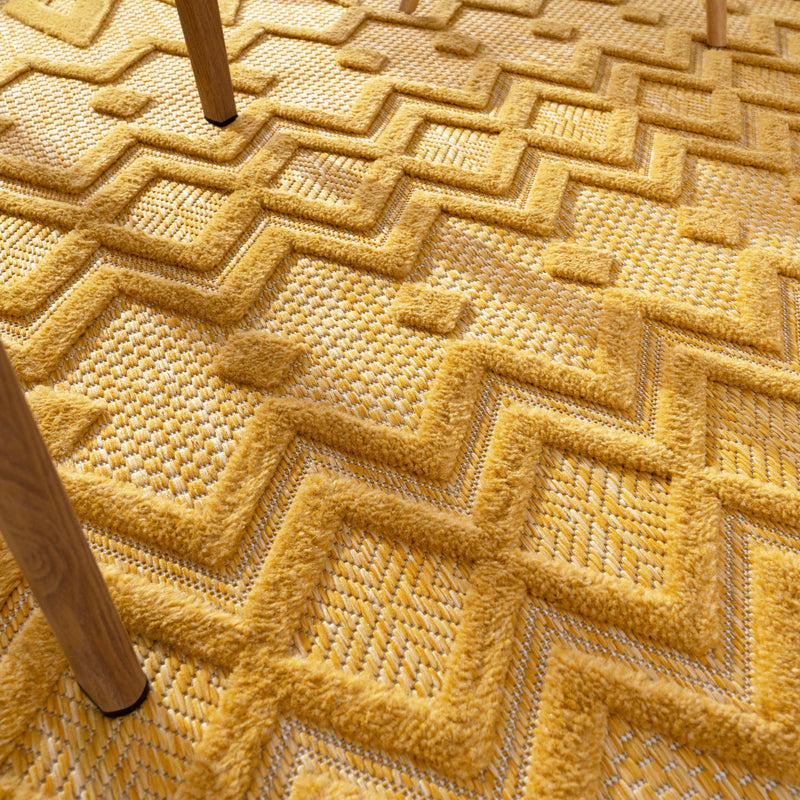 Indoor Outdoor Rug Livorno Geometric Trellis Pattern In Yellow