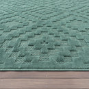 Indoor Outdoor Rug Livorno Trellis High-Low Pattern In Turquoise