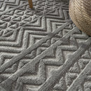 Indoor Outdoor Rug Livorno Boho High-Low Pattern In Grey
