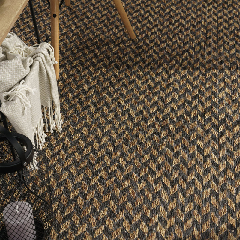 Indoor & Outdoor Rug Captera Herringbone Design in Brown