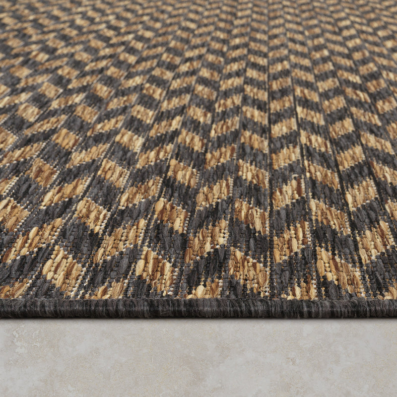 Indoor & Outdoor Rug Captera Herringbone Design in Brown
