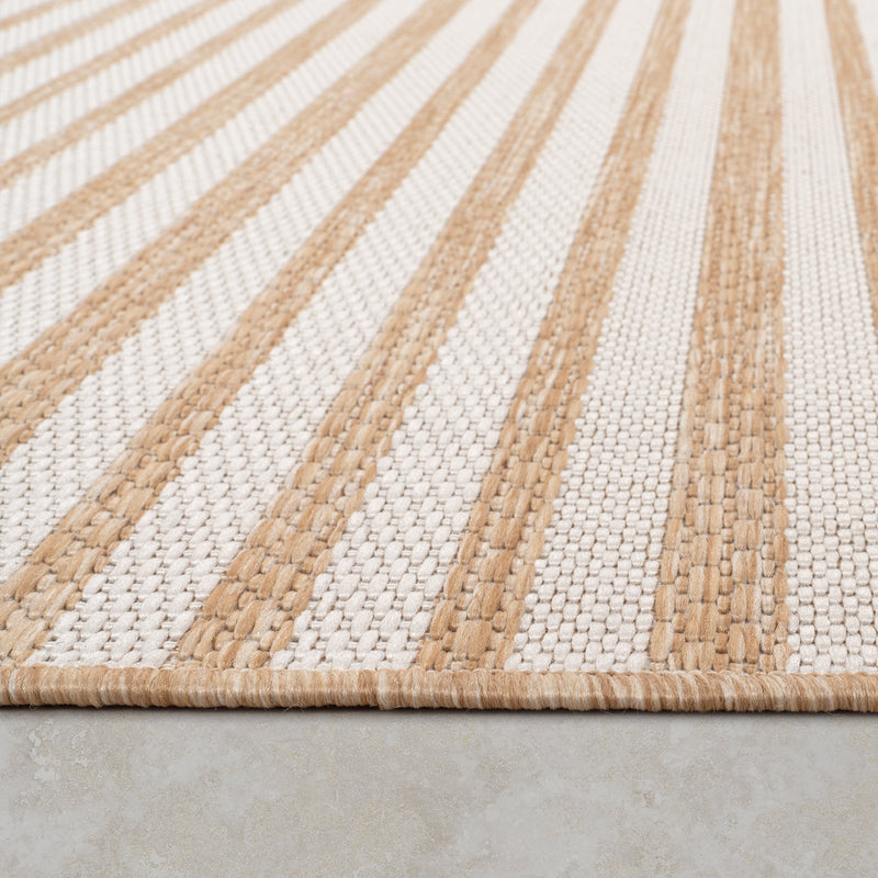In- & Outdoor Rug Captera with Minimalistic Line Pattern in Nature Beige