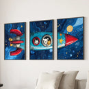 Outer Space Kids Wall Art. Rocket and Stars Nursery Prints by Wall Art Set