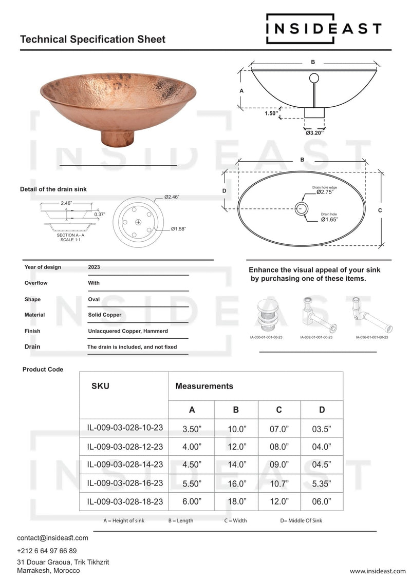 Oval Solid Copper Vessel Sink, Hammered Bathroom Vanity Sink, Powder Room Basin Sink