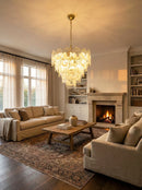 Oval Transparent Glass U Shape White Chandelier