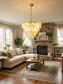 Oval Transparent Glass U Shape White Chandelier