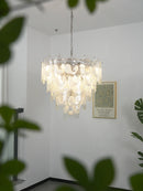 Oval Transparent Glass U Shape White Chandelier