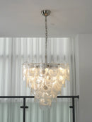 Oval Transparent Glass U Shape White Chandelier