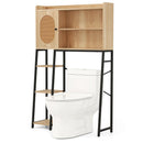 Over The Toilet Storage Cabinet with PE Rattan Door and Open Storage Shelves-Natural by LJGDeals