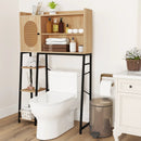 Over The Toilet Storage Cabinet with PE Rattan Door and Open Storage Shelves-Natural by LJGDeals