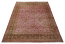 Overdyed 8x11 Hand Knotted Pink and Brown Traditional Oushak Wool Rug by The Rug Decor