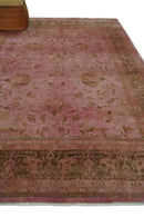Overdyed 8x11 Hand Knotted Pink and Brown Traditional Oushak Wool Rug by The Rug Decor