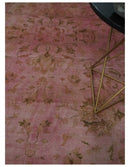 Overdyed 8x11 Hand Knotted Pink and Brown Traditional Oushak Wool Rug by The Rug Decor