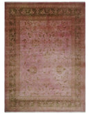 Overdyed 8x11 Hand Knotted Pink and Brown Traditional Oushak Wool Rug by The Rug Decor