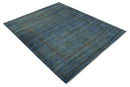 Overdyed Blue Hand Knotted 8x10 Traditional Antique Style Oushak Wool Accent Rug