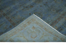 Overdyed Blue Hand Knotted 8x10 Traditional Antique Style Oushak Wool Accent Rug