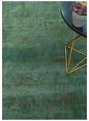 Overdyed Traditional Oriental Oushak Teal Hand knotted Wool Area Rug