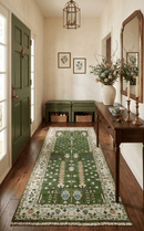 Oversize 5x10 Runner Rug Green Tree of life Hand Knotted Wool Rug