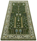Oversize 5x10 Runner Rug Green Tree of life Hand Knotted Wool Rug