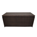 Brown Wicker Patio Deck Box with 113 Gallon Storage and Metal Frame