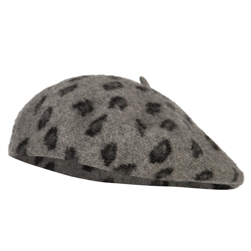 Woman's Wool Blend Animal Print Beret hat