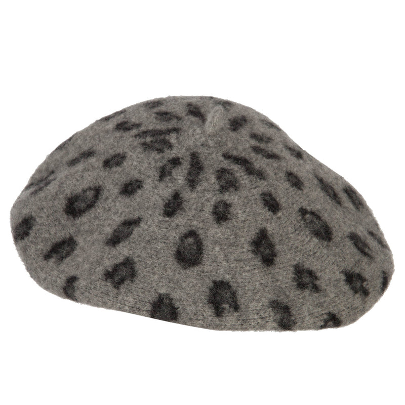 Woman's Wool Blend Animal Print Beret hat