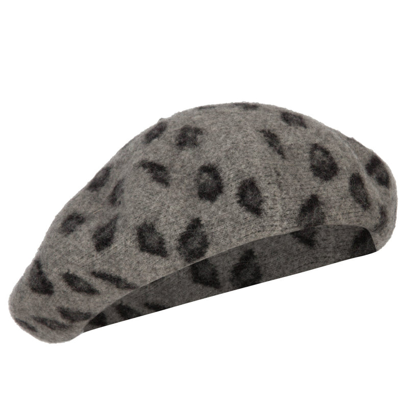 Woman's Wool Blend Animal Print Beret hat