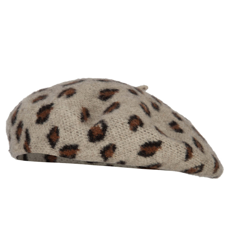 Woman's Wool Blend Animal Print Beret hat