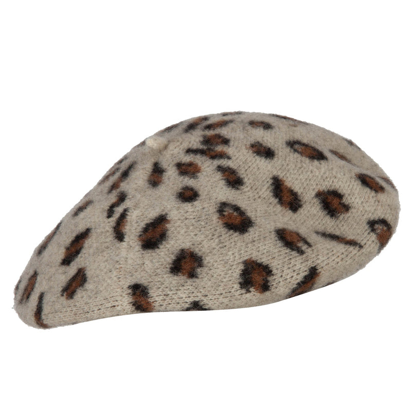 Woman's Wool Blend Animal Print Beret hat