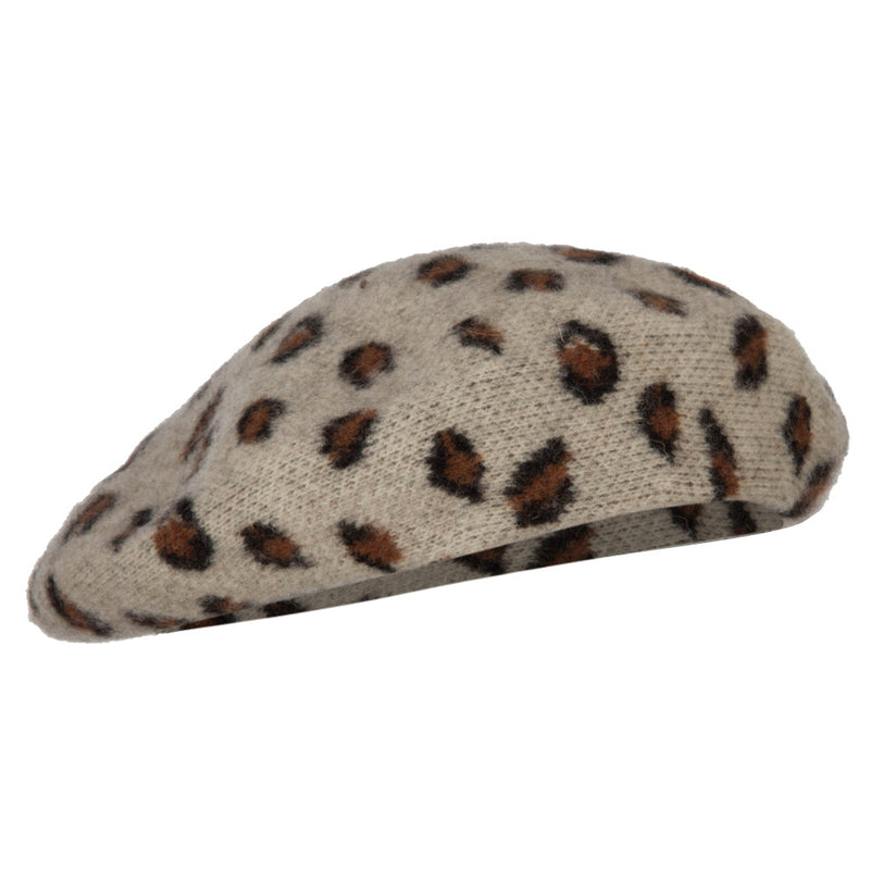 Woman's Wool Blend Animal Print Beret hat