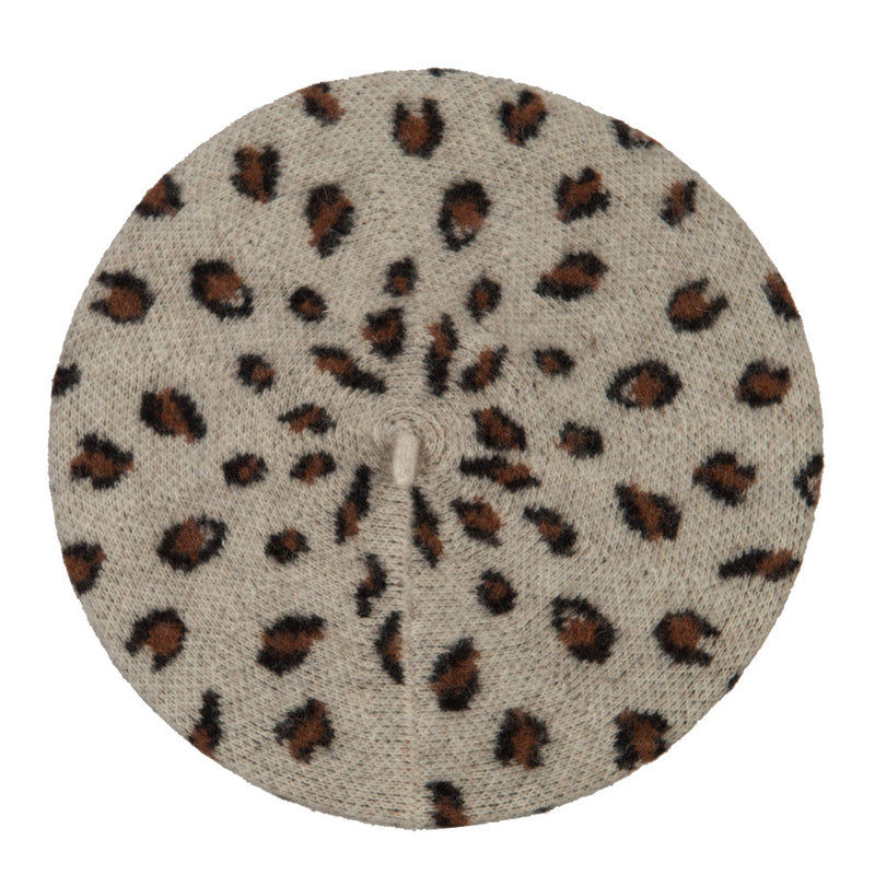 Woman's Wool Blend Animal Print Beret hat