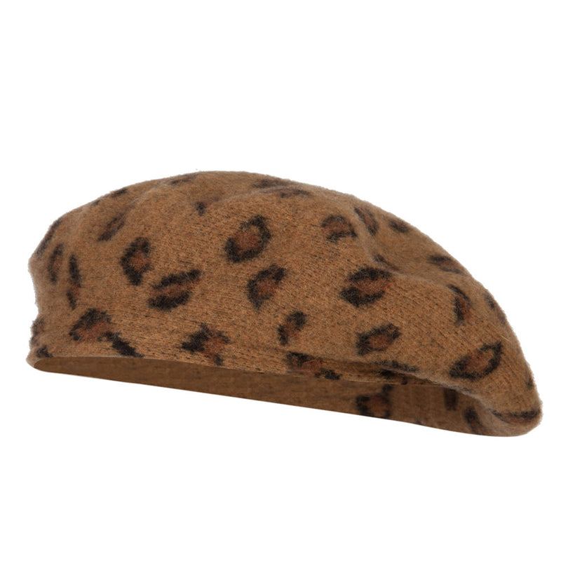 Woman's Wool Blend Animal Print Beret hat