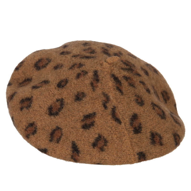 Woman's Wool Blend Animal Print Beret hat