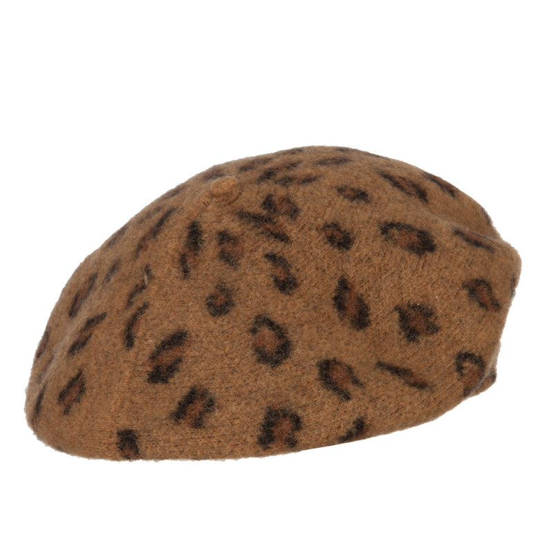 Woman's Wool Blend Animal Print Beret hat